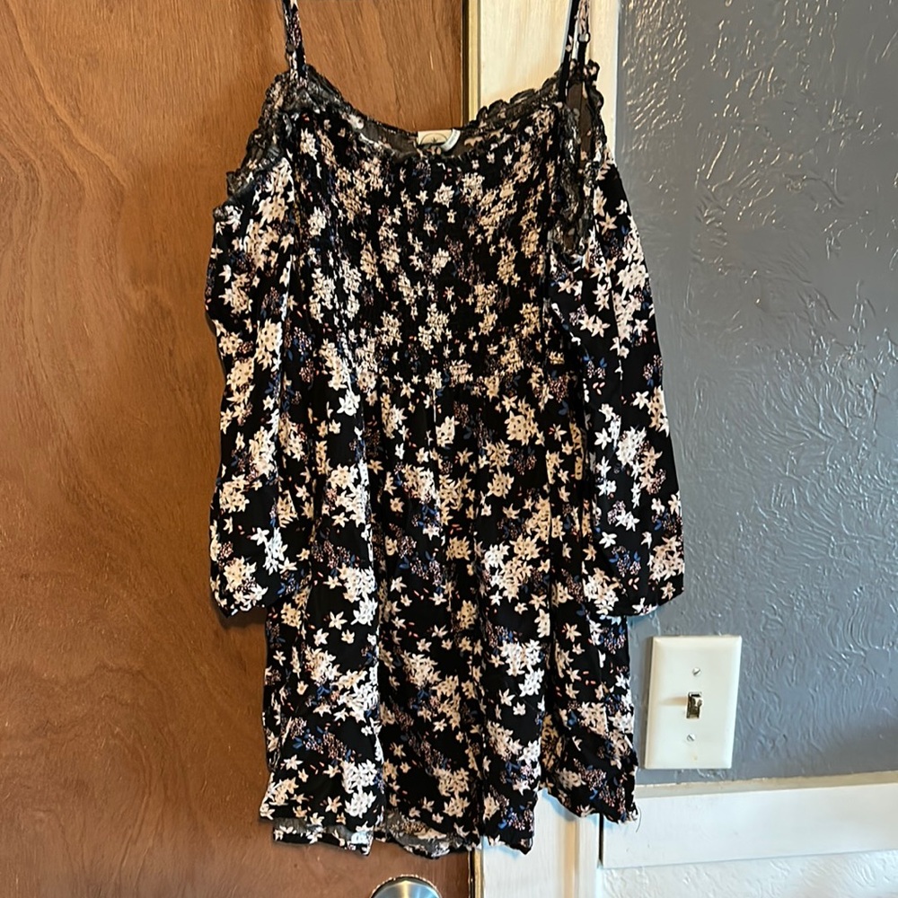 Black floral romper